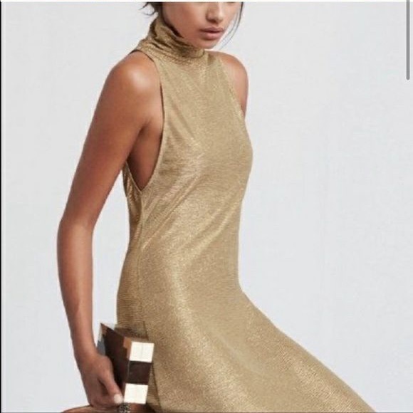 Reformation Gold Turtleneck Tank Dress - Picture 2 of 5